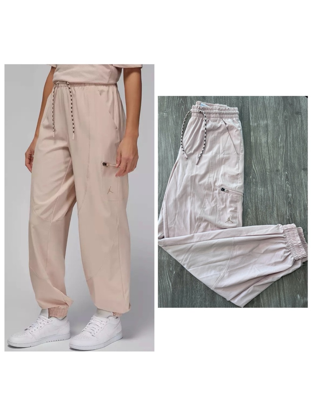 Women’s Jordan Nike Dri Fit Tunnel Cargo Pant In Particle Beige & Black Size XS